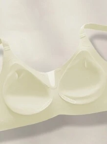 Women's White Plumge Seamless Wireless Bra Gathers Up Side Breast Anti Sagging Lifting Ultra Thin Bra