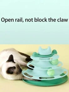 1套自動貓玩具，帶有羽毛誘餌棒的空間轉盤球，適用於消除無聊的寵物貓玩物 - 彩色 - 查看 9