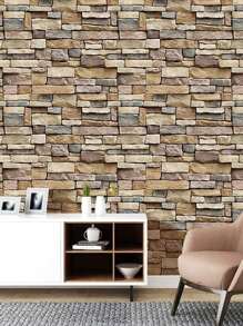 1pc Brick Pattern Self-Adhesive Wall Paper, Modern PVC Waterproof Wall Adhesive Roll For Home, Renovation Stickers Peel Wall Panels, Wall Paper, Wallpapers, Spring Decoration Items Refresh Your Home, Rama Decoration Stickers