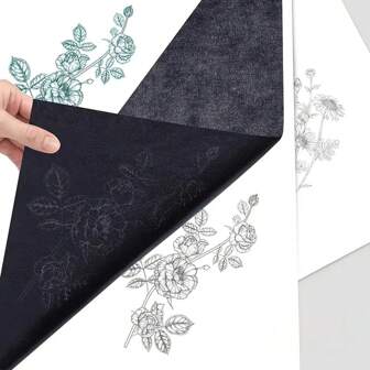 50 Sheets A4 Carbon Transfer Paper - Black Graphite Transfer Paper - For Drawing On Canvas, Board, Canvas, Fabric - Reusable Art Surface Copy Paper Back To School
