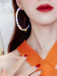 1 对时尚方晶锆石环形耳环，适合女士结婚纪念日订婚派对珠宝情人节礼物、妈妈、母亲、母亲节、礼物 - 1# - 查看 4