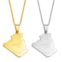 1pc Algeria Map City Name Necklace Pendant Jewelry Map Of Algerian Chain Necklaces