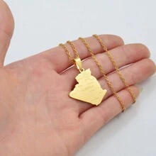 1pc Algeria Map City Name Necklace Pendant Jewelry Map Of Algerian Chain Necklaces