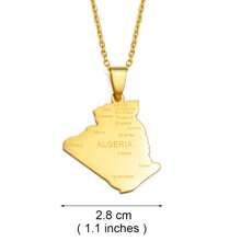 1pc Algeria Map City Name Necklace Pendant Jewelry Map Of Algerian Chain Necklaces