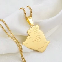 1pc Algeria Map City Name Necklace Pendant Jewelry Map Of Algerian Chain Necklaces
