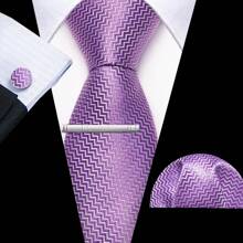Cravate florale violette royale pour hommes, ensemble de cravate de luxe en soie jacquard avec mouchoir pour mariage et soirée