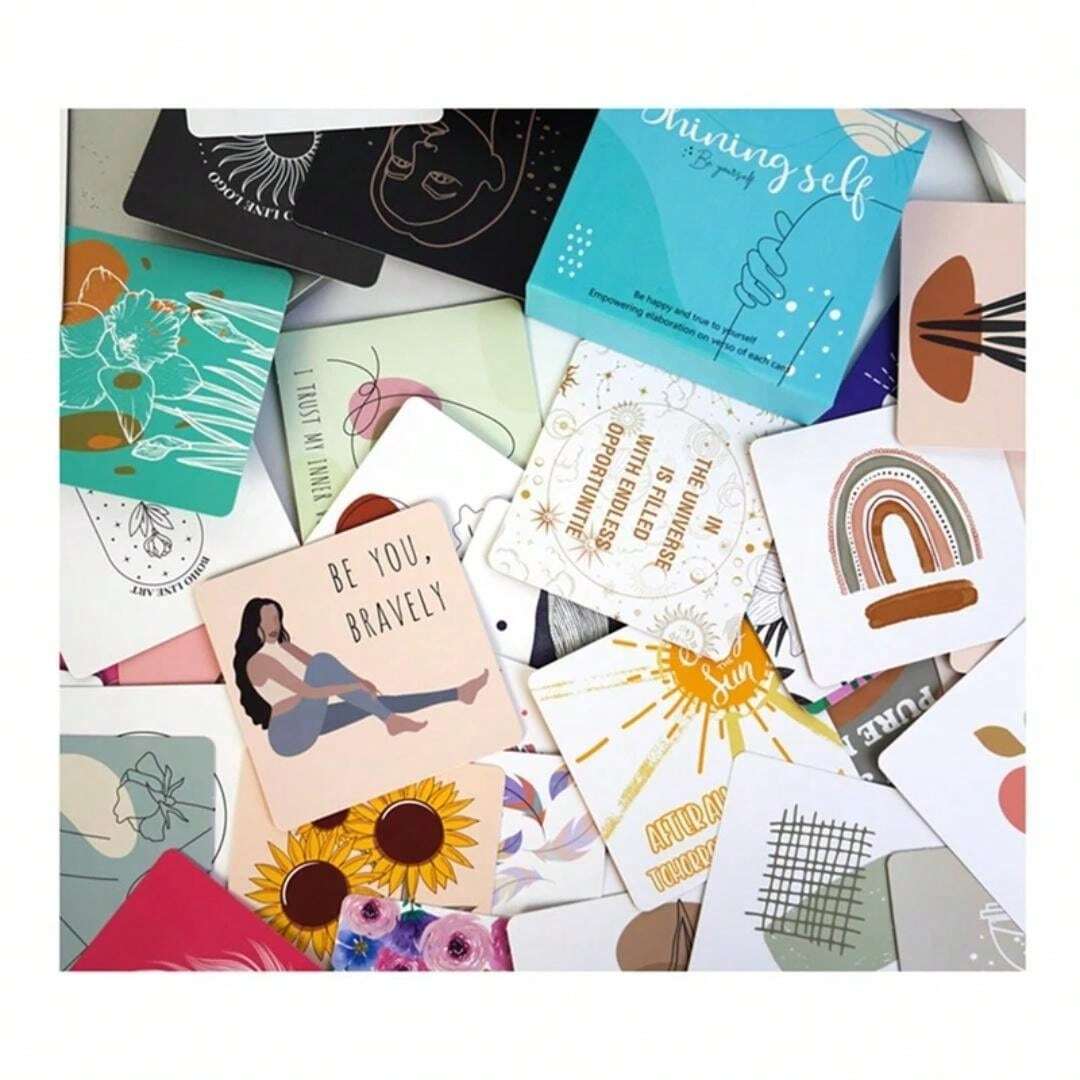 Cartoline di auguri motivazionali per donne (con cazioni di incoraggiamento), 50 cartoline