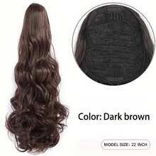 Long Curly Synthetic Drawstring Ponytail Hair Extension 22 Inch Heat Resistant Pony Tail Wig Extensions Clip In Ponytail Hairpiece - Dark Brown - View 2