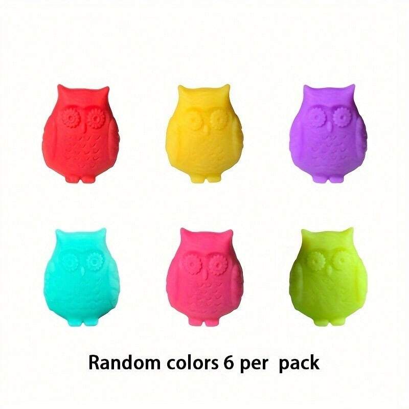 6pcs/Set Silicone Wine Glass Recognizer, Identification Cup Clip