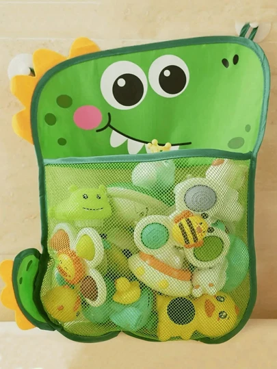 Yellow Duck Storage Net Bag Toy Bag, Children's Shower Toy, Waterproof And Draining Cartoon Dinosaur Bathroom With Suction Cup Hanging Bag(Some Accessories Come In Random Colors Subject To Physical Object), Bath Toys, Baby Toys, Toddler Toys