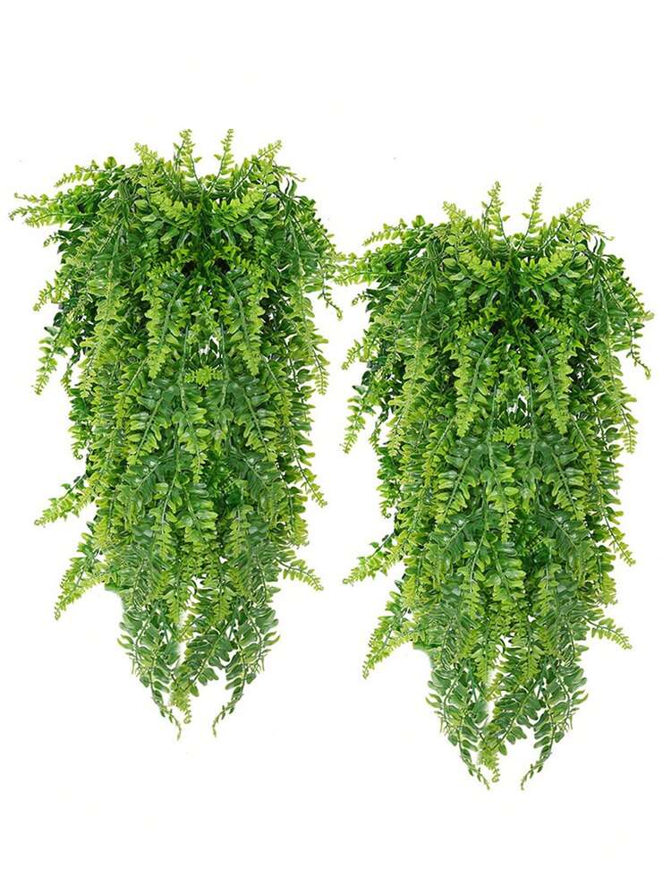 2 piezas de plantas colgantes artificiales con hojas de helecho de hierba artificial enredadera resistente a los rayos UV para exteriores, plantas verdes falsas adecuadas para la decoración colgante en interiores y exteriores de oficinas y hogares - 2 enredaderas colgantes de hojas persas. - Añade 1