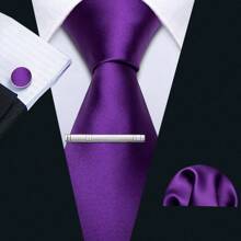 Cravate florale violette royale pour hommes, ensemble de cravate de luxe en soie jacquard avec mouchoir pour mariage et soirée