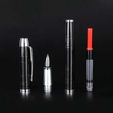 0.5毫米鋼筆書法筆，適用於練習書法、簽名、商務和時尚，配有銥金筆尖和全銅筆身 - 格子粉 - 查看 7