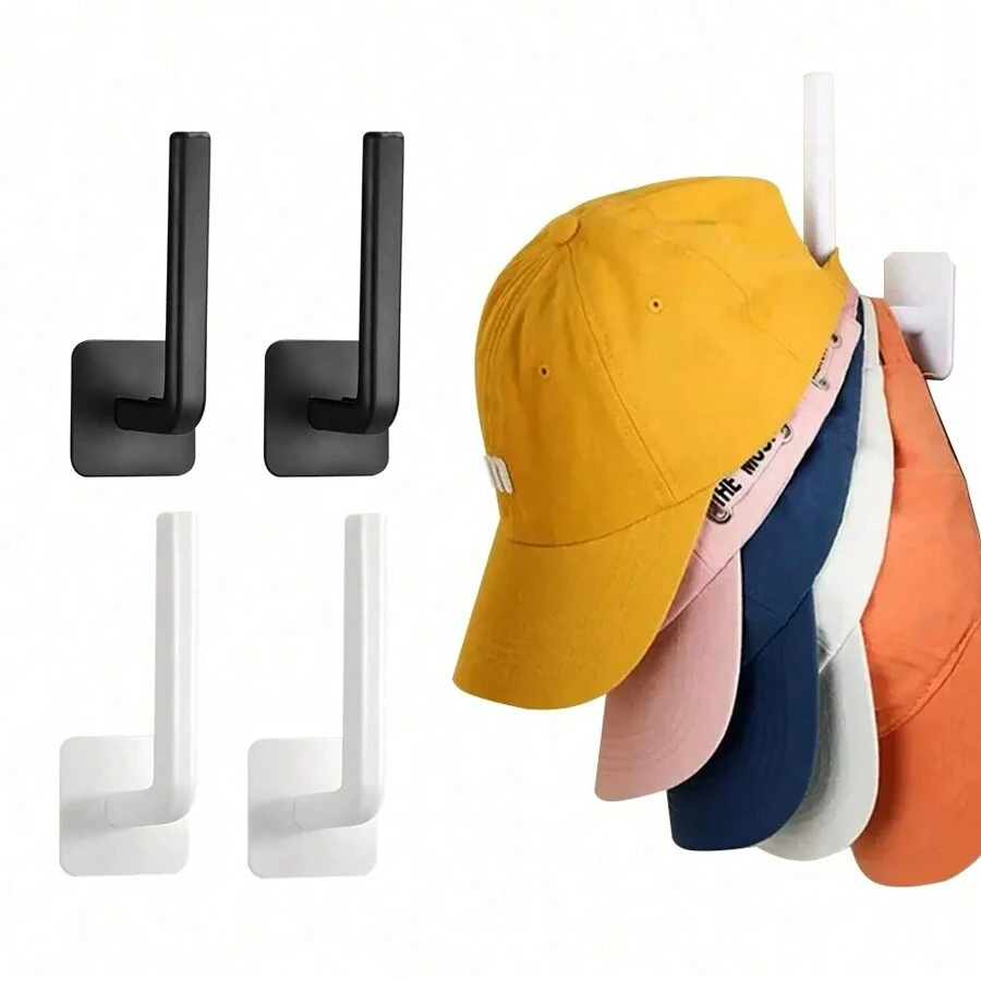 2pcs Wall Mount Cap Rack, Plastic Baseball Hat Holder, Multipurpose Storage Hook, Kitchen Pantry Cowboy Hat Rack