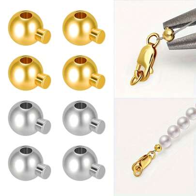 10pcs/20pcs/50pcs Round Crimp Beads,Stopper Beads Bead Caps For Jewelry Making, Spacer Beads Metal Bead Stopper Crimp Charms For Bracelet Necklace Ends Accessories