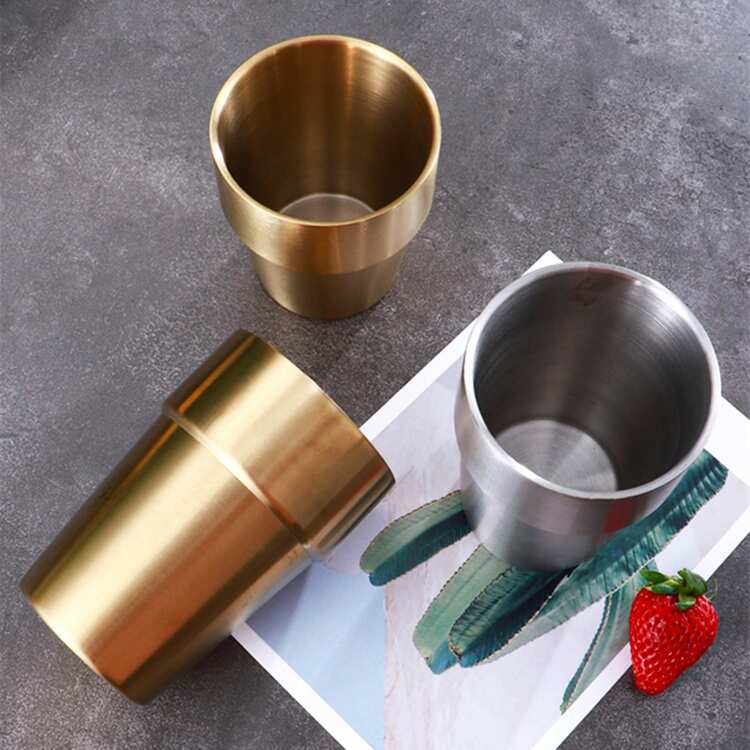 1pc Stainless Steel Double Wall Cup With Step Design, Anti-Slip And Easy To Grip, Suitable For Coffee, Tea, Gargling And Daily Drinking At School Or Office - 1 - View 9