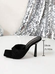 1 双女士时尚优雅细高跟凉鞋 - 黑色 - 查看 5