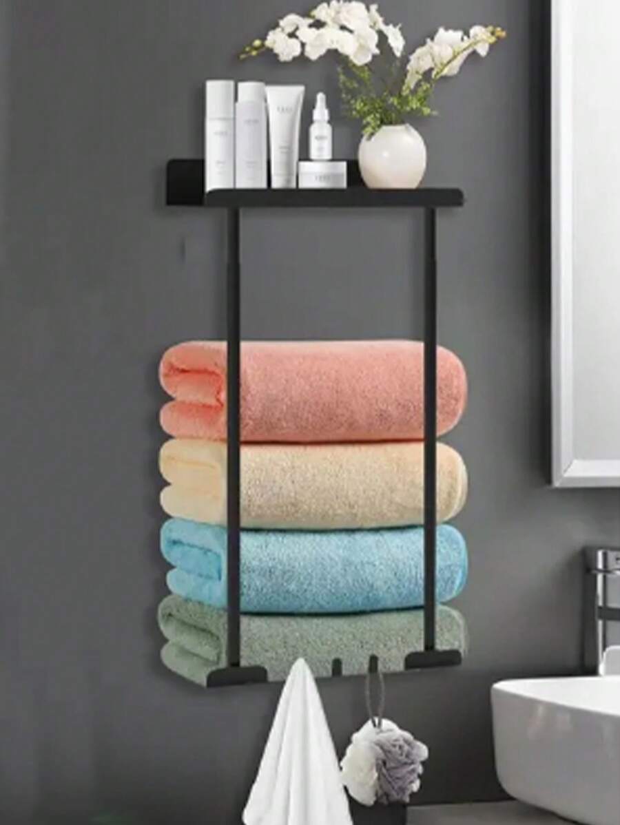 1pc Space-Saving Towel Rack, Easy Install, Versatile Wall Organizer For ...