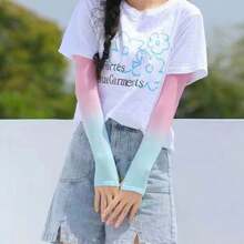 1 Pair Summer Casual High-Quality Nylon Gradient Color Ombre Arm Sleeves, Ice Silk UV Protection Sleeves For Hiking, Beach, Outdoor, Cycling, Running, Fitness, Camping, Fishing