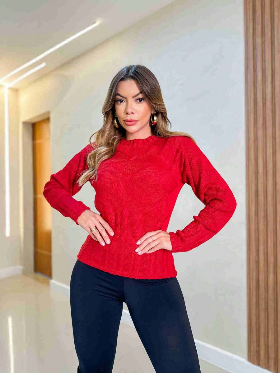 Women Sweaters - Màu Đỏ Sâu - Xem 1