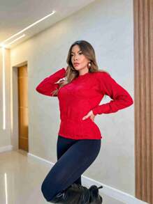 Women Sweaters - Màu Đỏ Sâu - Xem 3