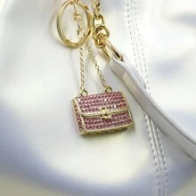 1 pieza Accesorio de moda para bolso de mujer, llavero metálico 3D con tachuelas de diamantes de imitación, idea de regalo para la decoración del automóvil y el llavero de la cartera