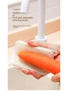 1pc Flexible Vegetable & Fruit Cleaning Brush, Sink Crevice Brush, Cup Cleaning Brush, Draining Supplies, Cleaning Tools, Household Cleaning Products, Kitchen Gadgets, Kitchen Supplies, Kitchen Utensils, Fruit & Vegetable Tools, Kitchen Accessories, Vegetable Cutter, Food, Salad, Decor, Storage, Party, Birthday - White - View 2