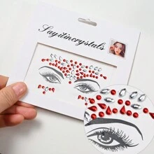 5pcs/Set Face Gems Stickers, Mixed Mermaid Crystal Rhinestone Styles, Face Jewels Crystal Sticker Set, Gem Face Mermaid Carnival Party Diamonds Temporary Tattoos (Random Colors & Shapes!!) - Multicolor - View 6