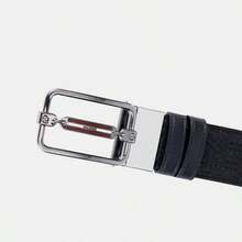 Bally Men's Belt Hollow Buckle Style Printed Embossed Leather Double-Sided Belt Cowhide Gift Box 6300630 - Black - View 4