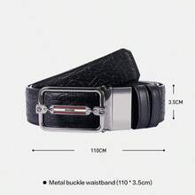 Bally Men's Belt Hollow Buckle Style Printed Embossed Leather Double-Sided Belt Cowhide Gift Box 6300630 - Black - View 6