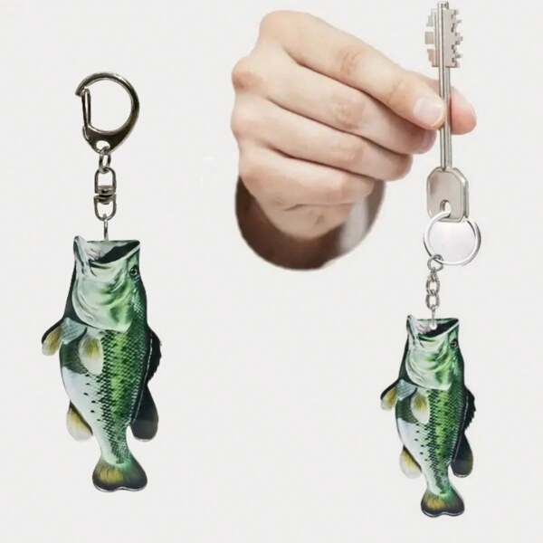 12pcs Acrylic Fish Shaped Keychain For Fishing Lovers, Multifunctional Keyring Decoration Gift For Men And Women Car Accessories Bag Charm School Letter