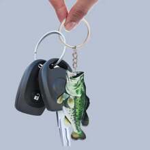 12pcs Acrylic Fish Shaped Keychain For Fishing Lovers, Multifunctional Keyring Decoration Gift For Men And Women Car Accessories Bag Charm School Letter Cute Goth Y2k