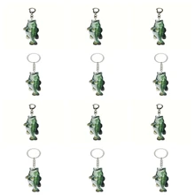 12pcs Acrylic Fish Shaped Keychain For Fishing Lovers, Multifunctional Keyring Decoration Gift For Men And Women Car Accessories Bag Charm School Letter Cute Goth Y2k