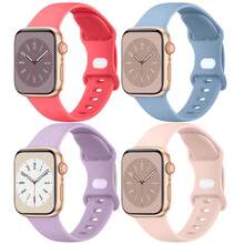 4 dây đeo thể thao bằng silicon mềm, tương thích với Apple Watch 38mm, 40mm, 41mm, 42mm, 44mm, 45mm, 46mm, 49mm, phù hợp với Series Ultra/Ultra 2, 10/9/8/7/6/5/4/3/2/1 SE, Unisex - Nhiều màu - Xem 2