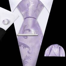 Cravate florale violette royale pour hommes, ensemble de cravate de luxe en soie jacquard avec mouchoir pour mariage et soirée