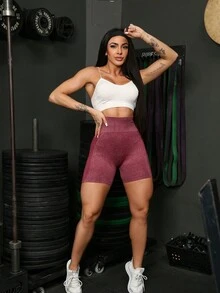 Women Sports Shorts - 紅色 - 查看 4