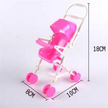 1pc Children Toy Doll Cart Plastic Furniture Stroller Girls Classic Toys Trolleys Dolls Accessories(10*8*18cm,Doll Is Not Included)
