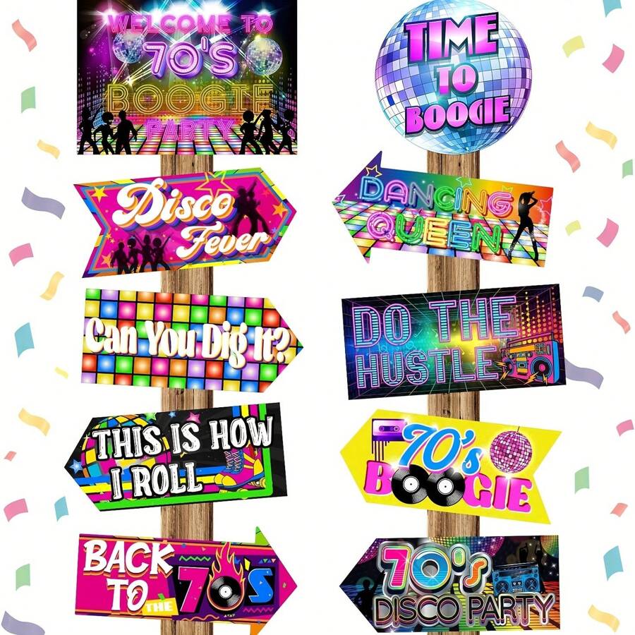 G.C Decorazioni Da Festa Anni '80 E '90, Retro Disco Tema Di Festa Con Addobbi A Forma Di Palloncino, Sfondo Colorato, Palloncini In Gomma Disco