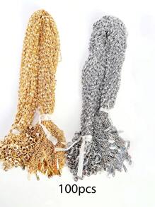 10/100pcs Stainless Steel 18K Gold Plated Lips Chain Necklace Clavicle Chain DIY Jewelry Chain Pendant - Multicolor - View 5