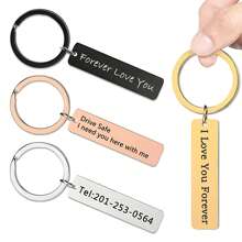 CustomText Name Keychain Stainless Steel Personalized Engraved Tag Keychain Gifts For Men And Women
