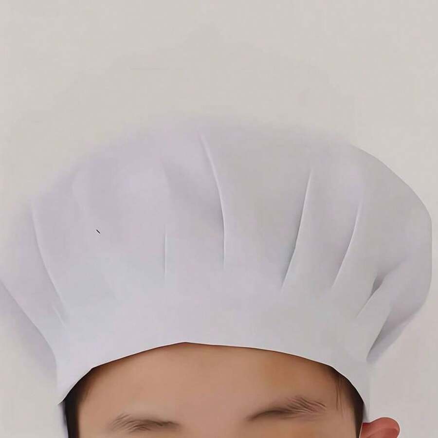1頂飯店/餐廳廚師帽，男女白色布質侍者/廚房員工帽，工作帽，廚師制服帽 - 彩色 - 查看 1