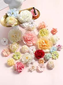 10件套人造花夏季度假配饰，颜色随机，包括花朵发夹、发卡、发饰、夏季爪夹、发爪、发卡，适合上学、度假、旅行等场合。 - 彩色 - 查看 1