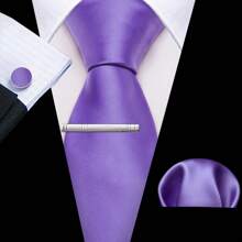 Cravate florale violette royale pour hommes, ensemble de cravate de luxe en soie jacquard avec mouchoir pour mariage et soirée