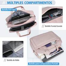 Portafolios para Laptop hombre 15.6 pulgadas,Grande Maletín para Laptop Impermeable - Rosa - Ver 2