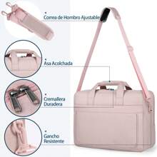 Portafolios para Laptop hombre 15.6 pulgadas,Grande Maletín para Laptop Impermeable - Rosa - Ver 3