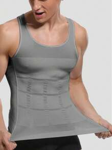 Men's 2 Pcs Compression Shirt Slimming Body Shaper Vest Gym Workout Tank Top Sleeveless Abdomen Shapewear Gynecomastia Compression Shirts, Tummy Control Undershirts - Change In Seconds - Grey - View 5
