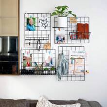 2pcs Hanging Wall Basket, Hook Rack, Hanging Storage Shelf, Wall Grid Accessories, Suitable For Metal Wire Grid Wall Panels, Grid Wall Baskets, For Room Storage, Photo Wall Display, Living Room Office Decor, Autumn Home Decor, Room Decoration