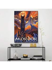 1入抽象戒指藝術復古旅遊海報油畫畫布，莫德爾城堡之主主題，適用於兒童臥室家居裝飾畫，無畫框 - 彩色 - 查看 3