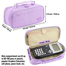 Dual Side Pencil Case Large Capacity Pencil Case Organizer; Double Zipper Storage Bag; Big Pencil Pouch - 紫色 - 查看 2