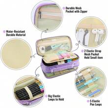 Dual Side Pencil Case Large Capacity Pencil Case Organizer; Double Zipper Storage Bag; Big Pencil Pouch - 紫色 - 查看 4